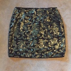 Miami Black & Gold Sequin Mini Skirt Size M